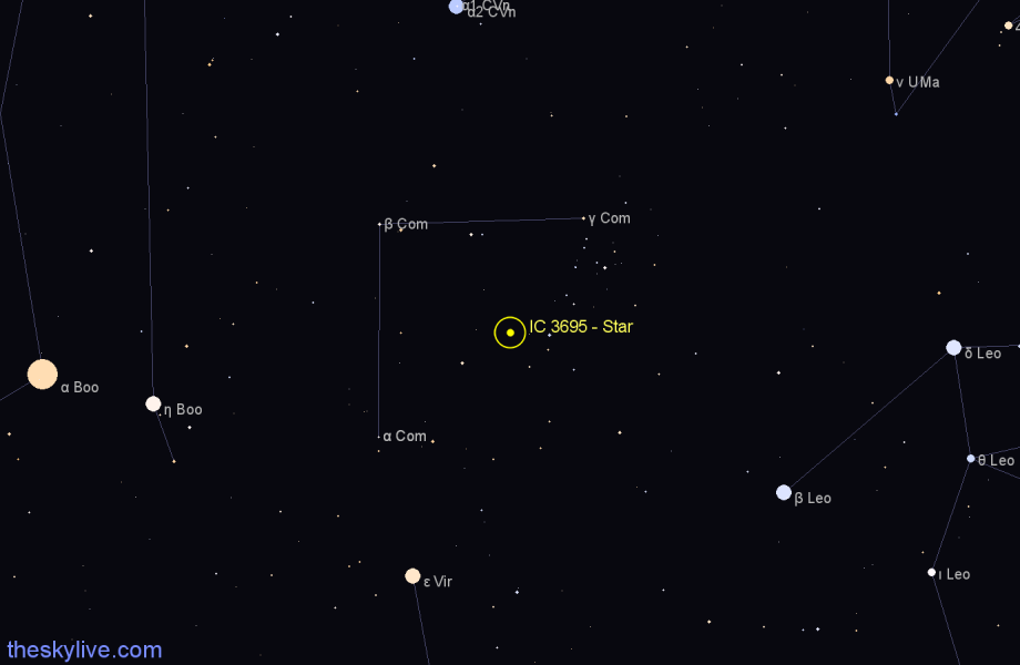 Finder chart IC 3695 - Star in Coma Berenices star