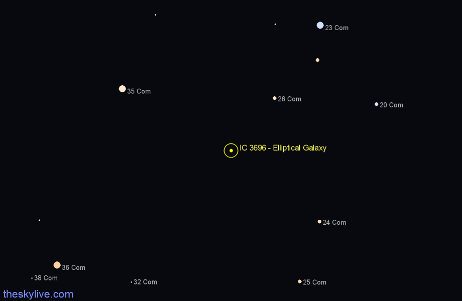 Finder chart IC 3696 - Elliptical Galaxy in Coma Berenices star