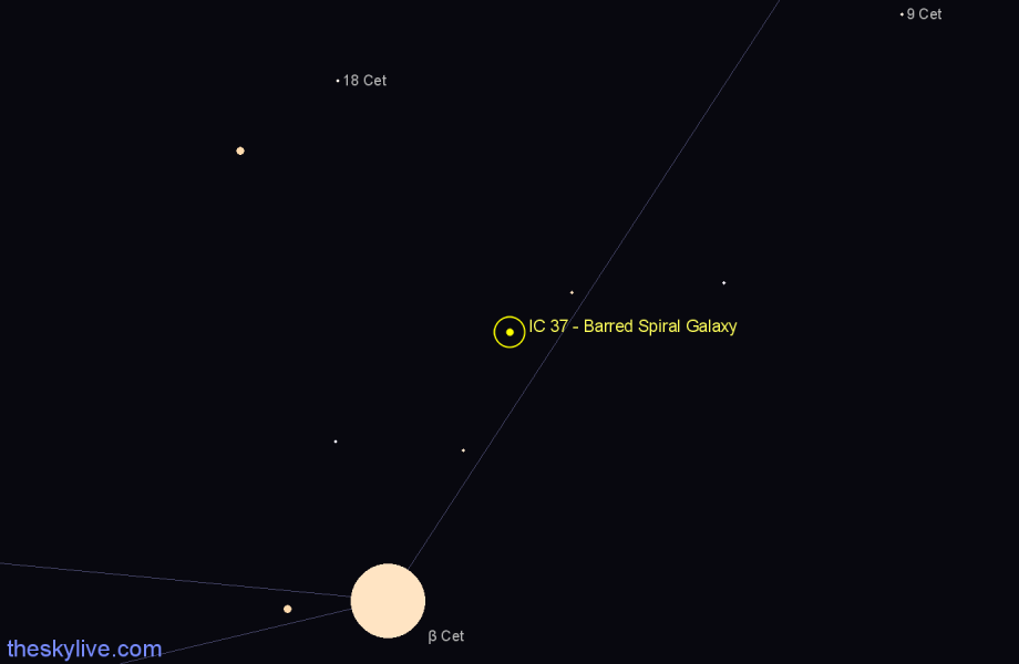 Finder chart IC 37 - Barred Spiral Galaxy in Cetus star