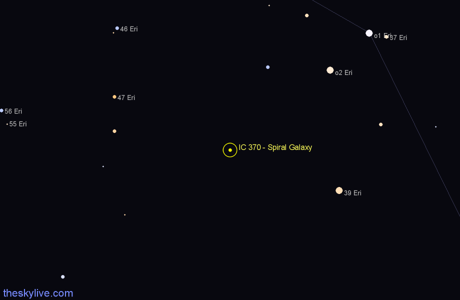 Finder chart IC 370 - Spiral Galaxy in Eridanus star