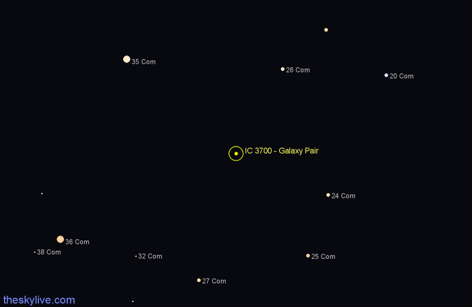 IC 3700 - Galaxy Pair in Coma Berenices | TheSkyLive.com