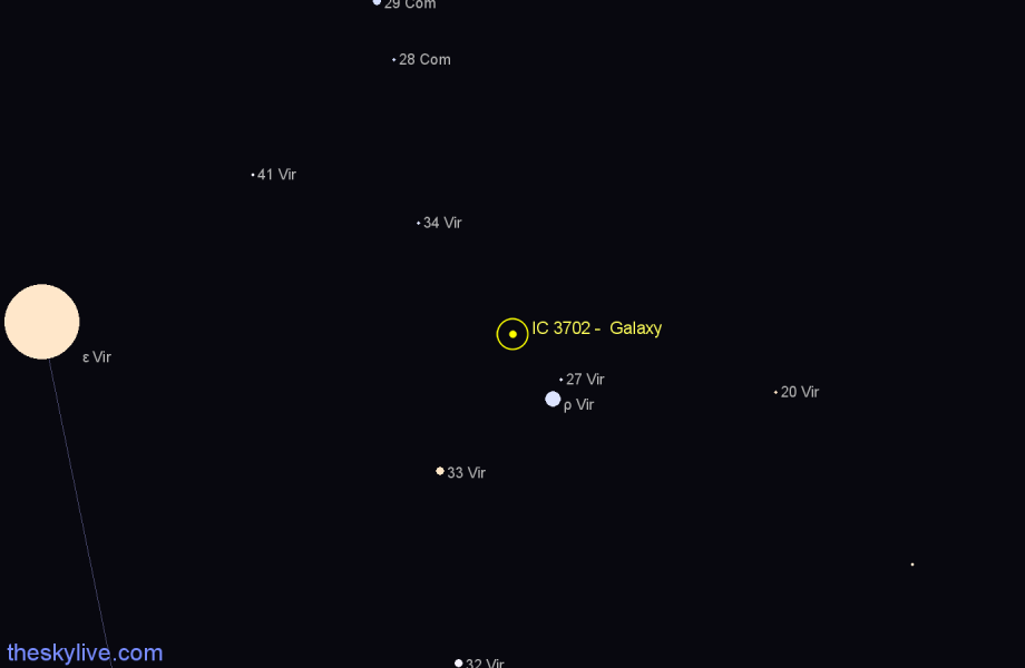 Finder chart IC 3702 - Galaxy in Virgo star