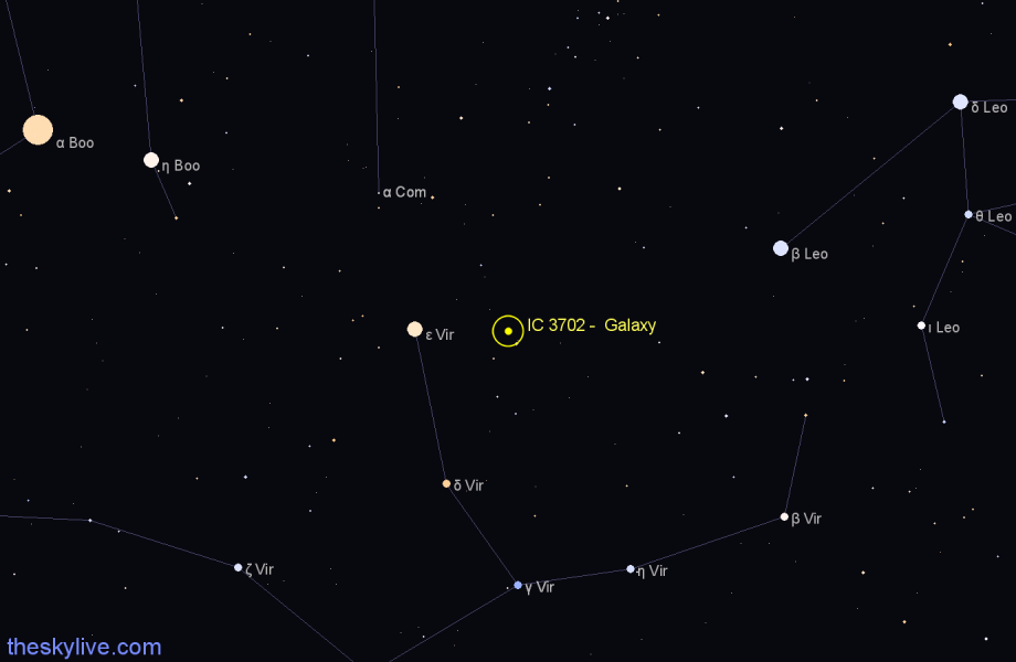 Finder chart IC 3702 -  Galaxy in Virgo star