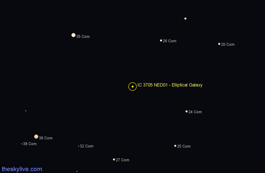 Finder chart IC 3705 NED01 - Elliptical Galaxy in Coma Berenices star