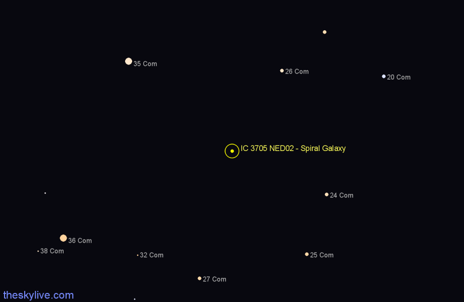 Finder chart IC 3705 NED02 - Spiral Galaxy in Coma Berenices star