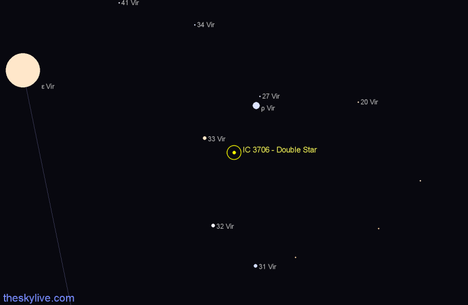 Finder chart IC 3706 - Double Star in Virgo star