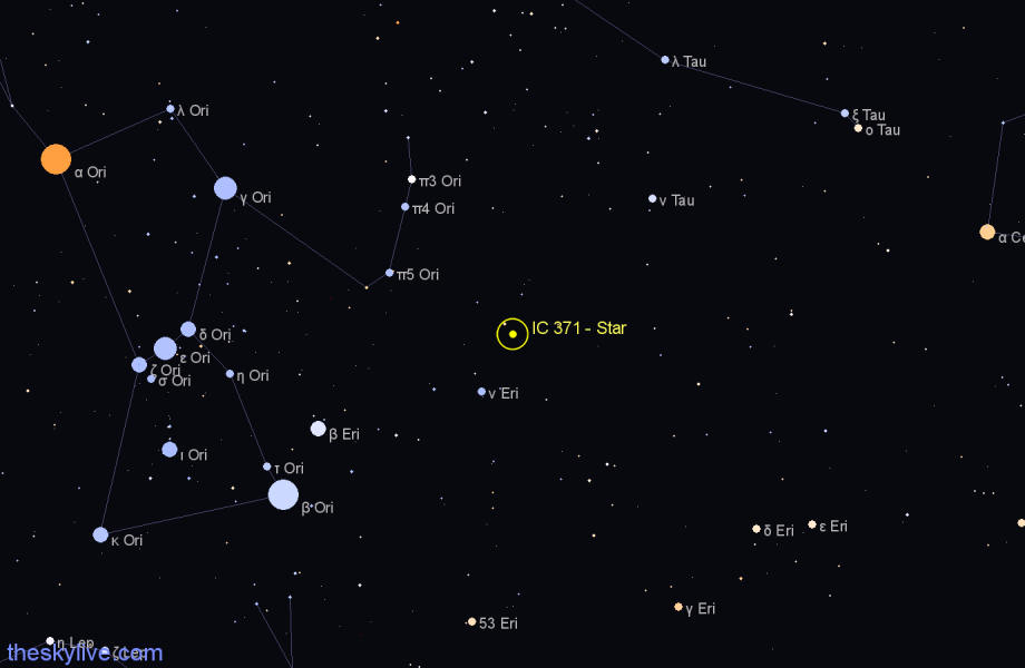 Finder chart IC 371 - Star in Eridanus star