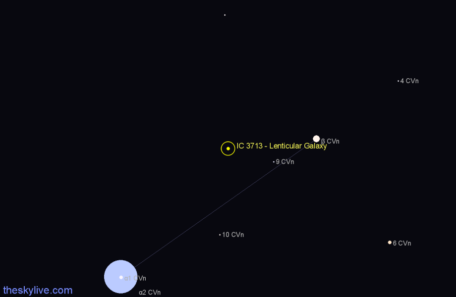 Finder chart IC 3713 - Lenticular Galaxy in Canes Venatici star