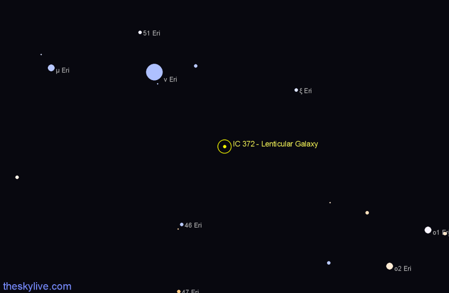 Finder chart IC 372 - Lenticular Galaxy in Eridanus star