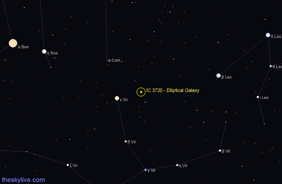 Finder chart IC 3720 - Elliptical Galaxy in Virgo star