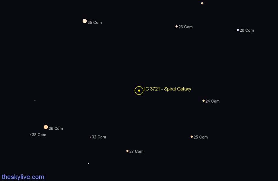 Finder chart IC 3721 - Spiral Galaxy in Coma Berenices star