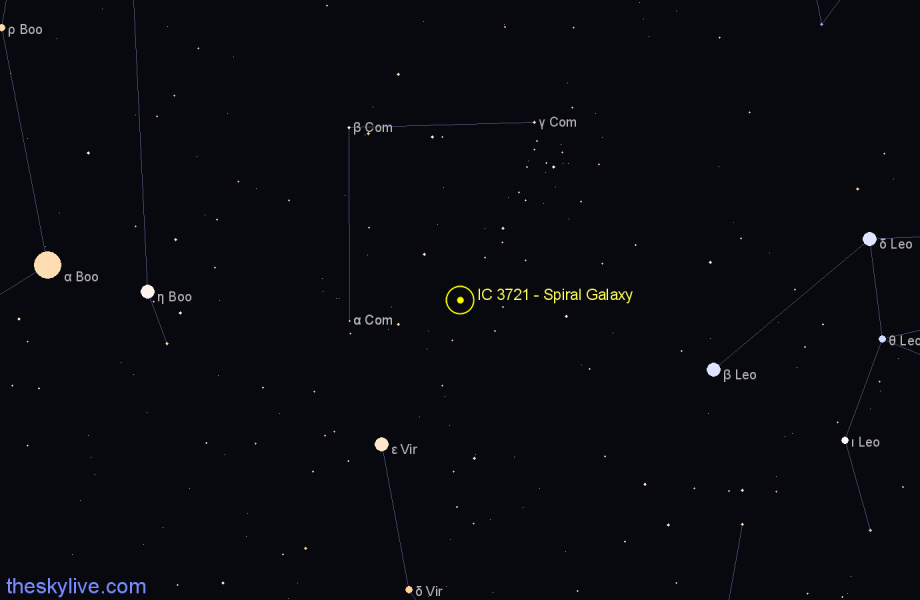 Finder chart IC 3721 - Spiral Galaxy in Coma Berenices star