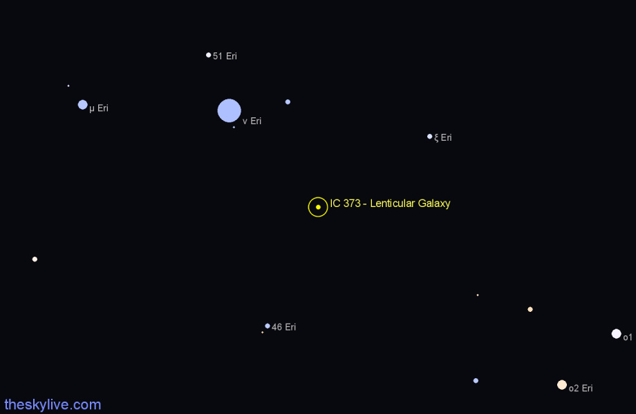 Finder chart IC 373 - Lenticular Galaxy in Eridanus star