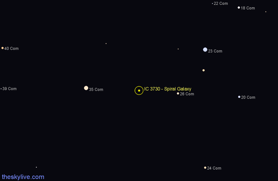 Finder chart IC 3730 - Spiral Galaxy in Coma Berenices star