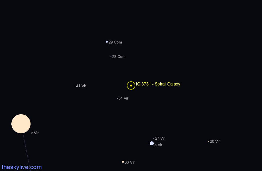 Finder chart IC 3731 - Spiral Galaxy in Virgo star