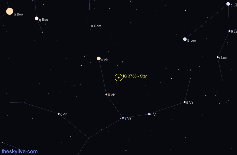 Finder chart IC 3733 - Star in Virgo star