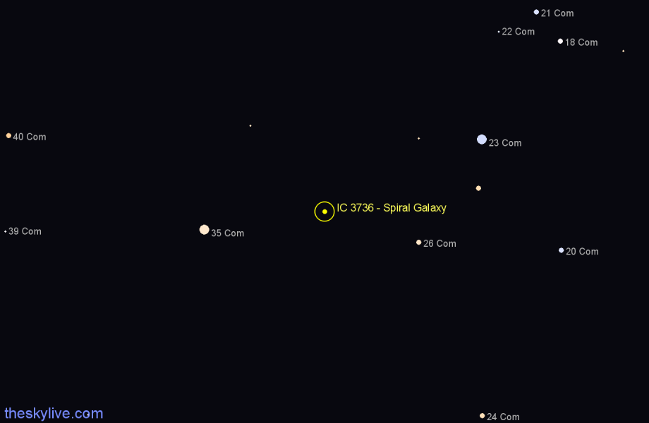 Finder chart IC 3736 - Spiral Galaxy in Coma Berenices star