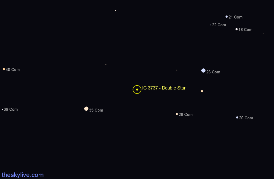 Finder chart IC 3737 - Double Star in Coma Berenices star