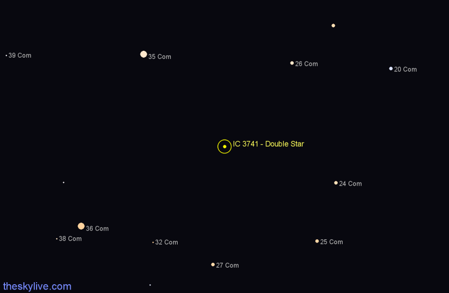 Finder chart IC 3741 - Double Star in Coma Berenices star