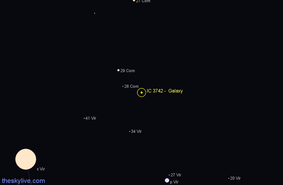 Finder chart IC 3742 - Galaxy in Virgo star