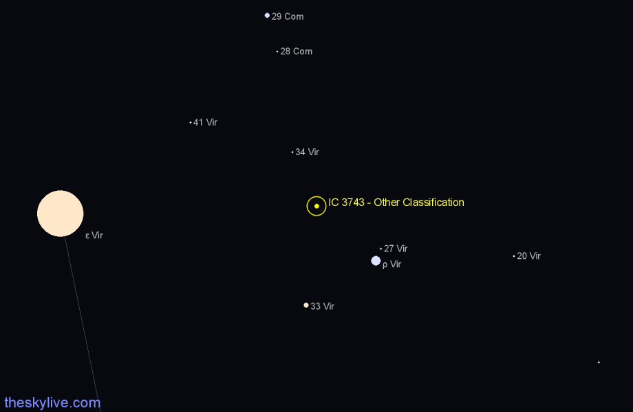 Finder chart IC 3743 - Other Classification in Virgo star