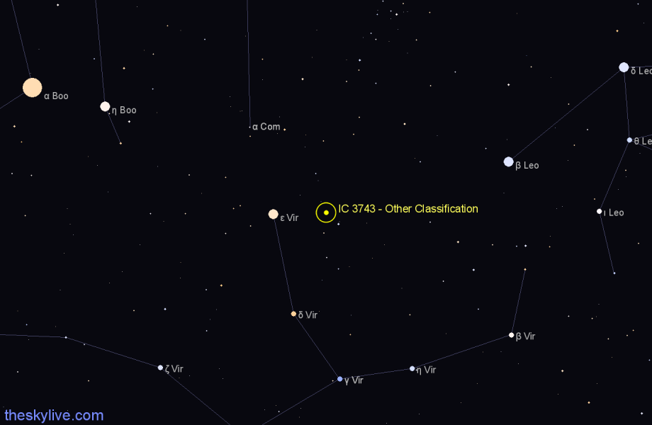 Finder chart IC 3743 - Other Classification in Virgo star