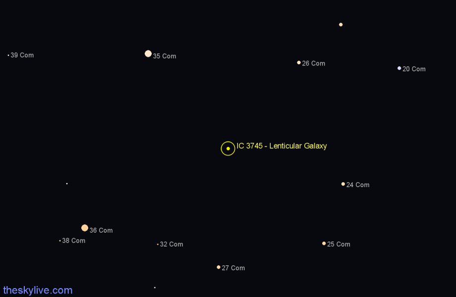 Finder chart IC 3745 - Lenticular Galaxy in Coma Berenices star