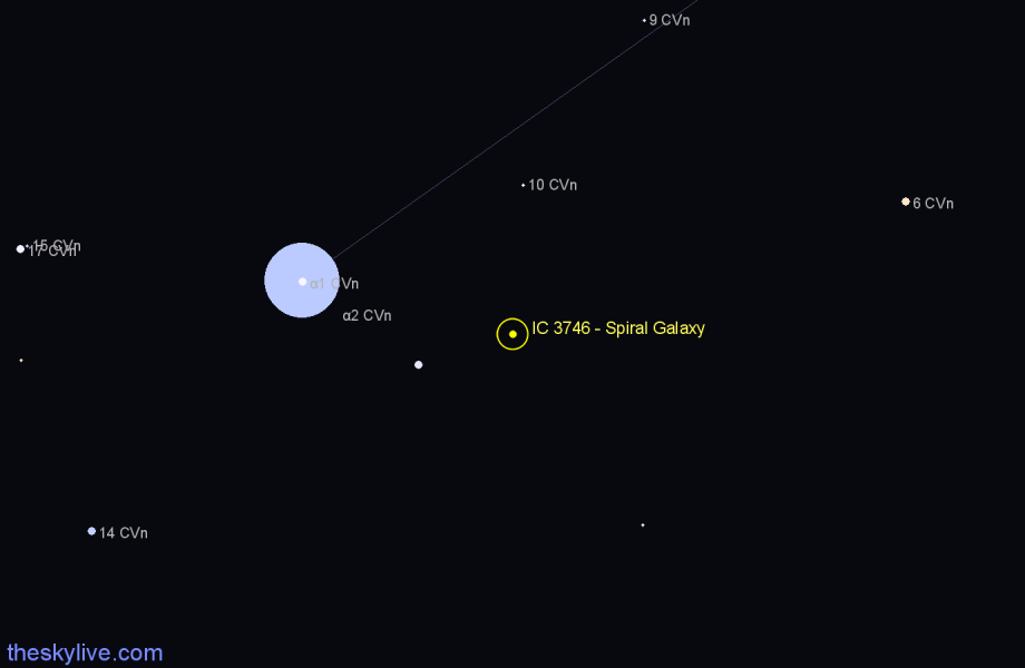 Finder chart IC 3746 - Spiral Galaxy in Canes Venatici star