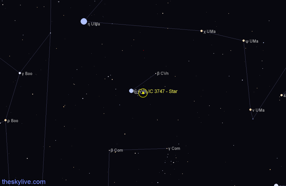 Finder chart IC 3747 - Star in Canes Venatici star