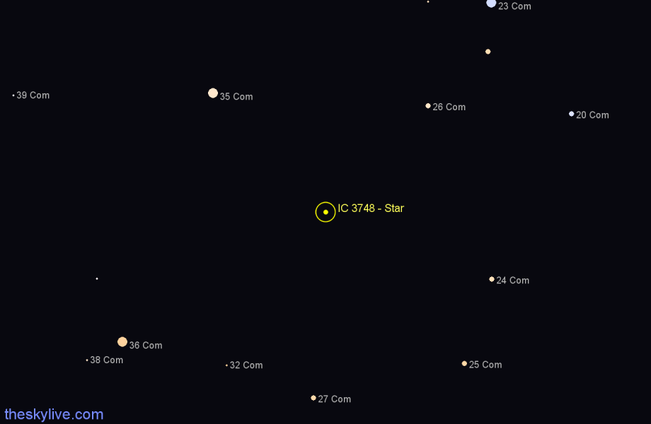 Finder chart IC 3748 - Star in Coma Berenices star