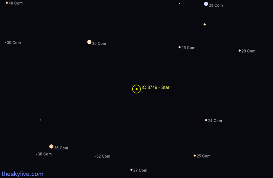 Finder chart IC 3749 - Star in Coma Berenices star