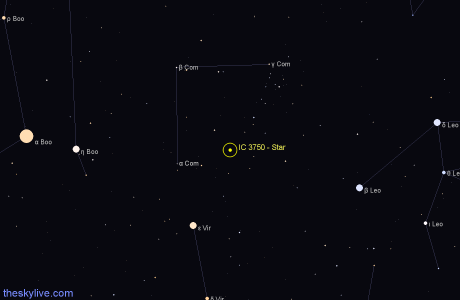 Finder chart IC 3750 - Star in Coma Berenices star