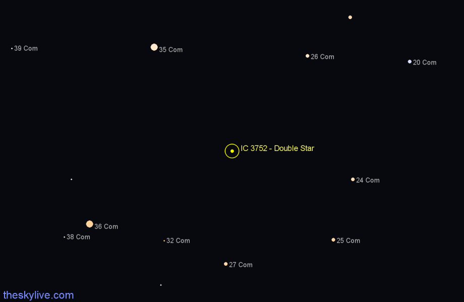 Finder chart IC 3752 - Double Star in Coma Berenices star