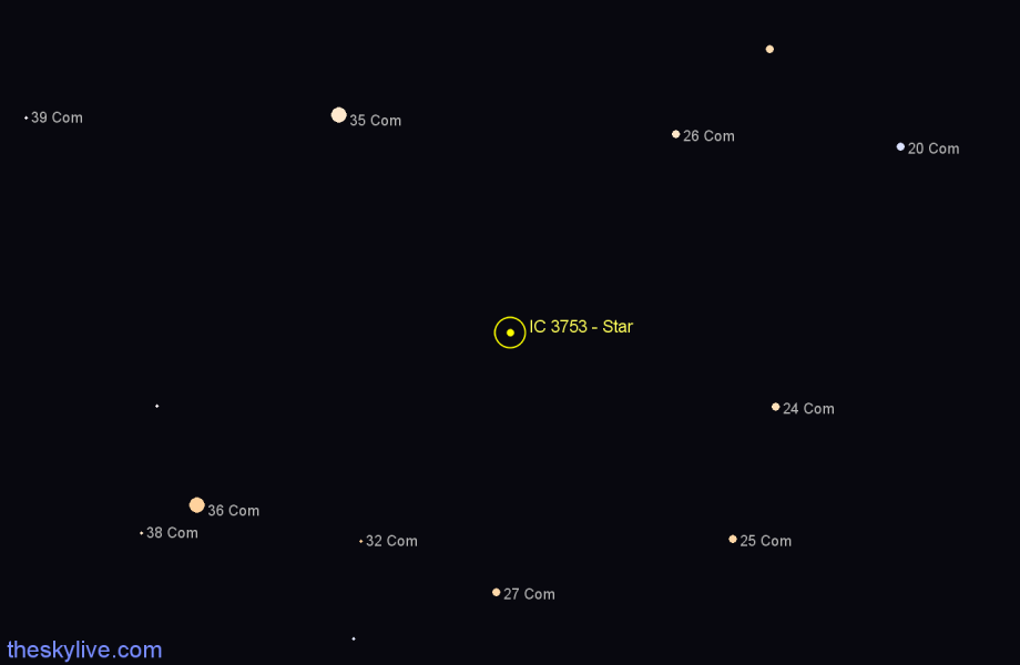 Finder chart IC 3753 - Star in Coma Berenices star