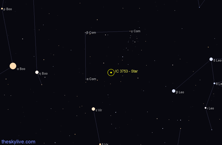 Finder chart IC 3753 - Star in Coma Berenices star