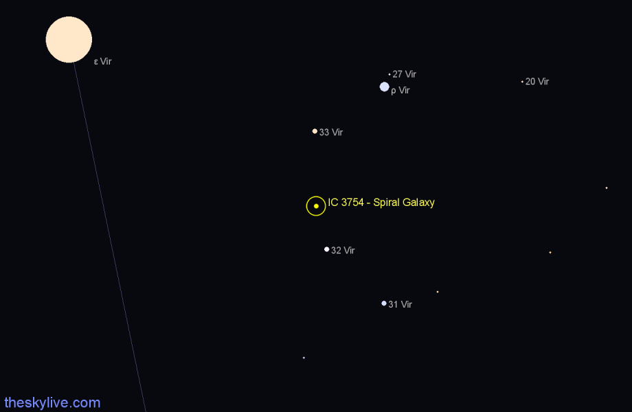 Finder chart IC 3754 - Spiral Galaxy in Virgo star