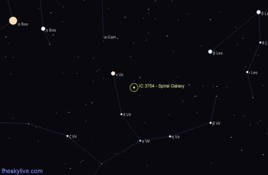 Finder chart IC 3754 - Spiral Galaxy in Virgo star