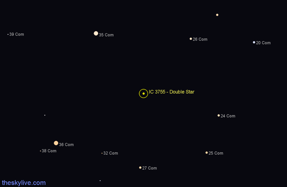 Finder chart IC 3755 - Double Star in Coma Berenices star