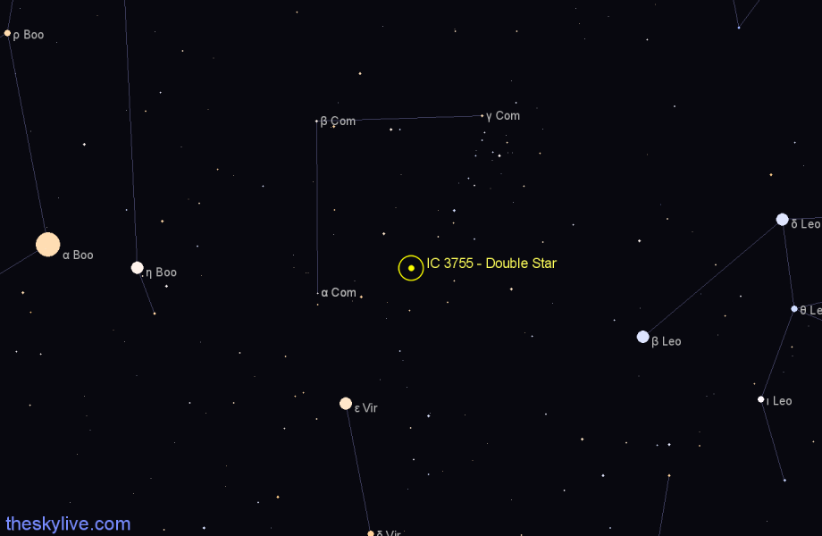 Finder chart IC 3755 - Double Star in Coma Berenices star