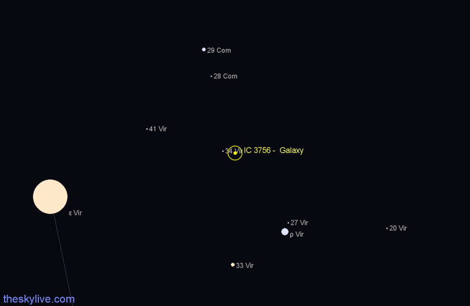 Finder chart IC 3756 - Galaxy in Virgo star