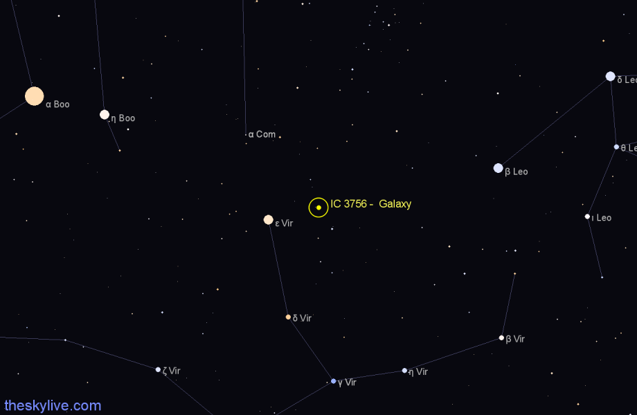 Finder chart IC 3756 - Galaxy in Virgo star