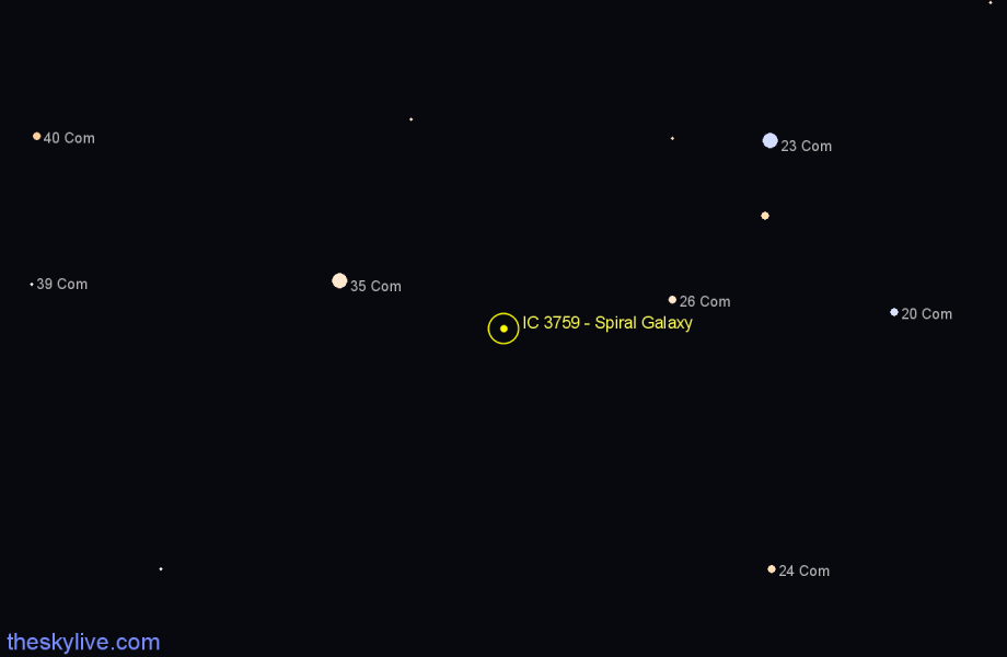 Finder chart IC 3759 - Spiral Galaxy in Coma Berenices star