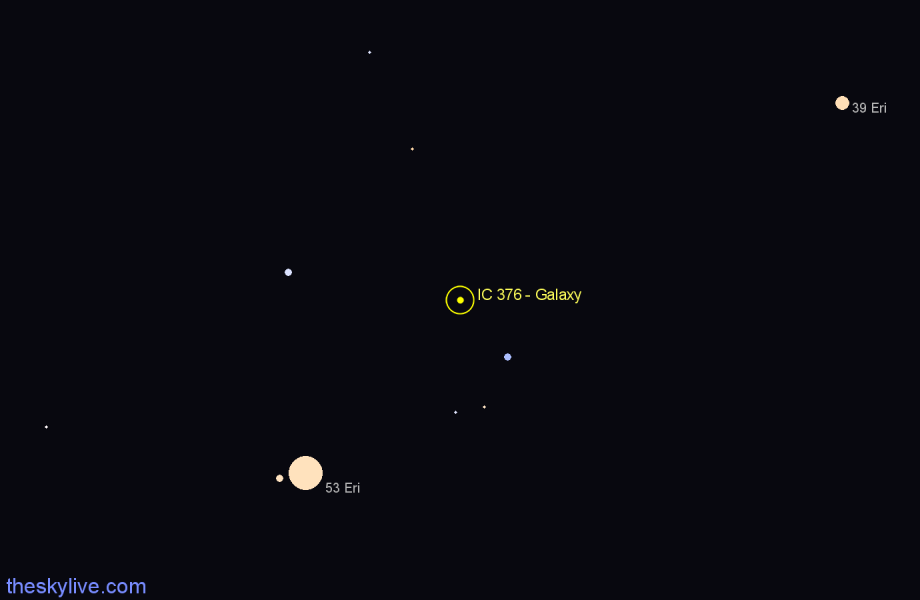 Finder chart IC 376 - Galaxy in Eridanus star