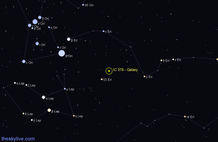 Finder chart IC 376 - Galaxy in Eridanus star