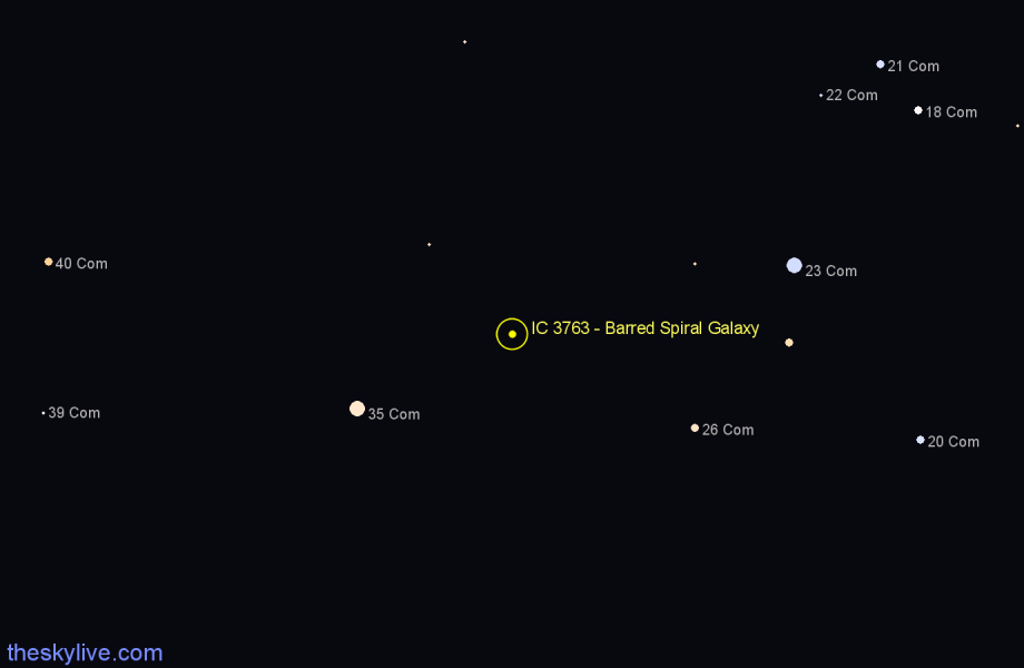 Finder chart IC 3763 - Barred Spiral Galaxy in Coma Berenices star