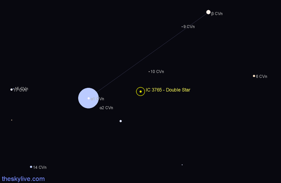 Finder chart IC 3765 - Double Star in Canes Venatici star