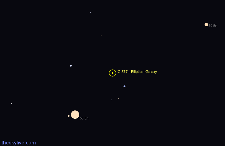 Finder chart IC 377 - Elliptical Galaxy in Eridanus star