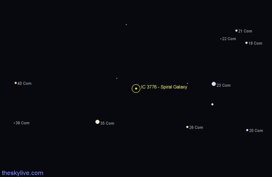 Finder chart IC 3776 - Spiral Galaxy in Coma Berenices star