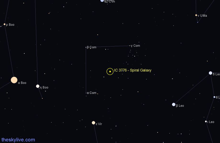 Finder chart IC 3776 - Spiral Galaxy in Coma Berenices star