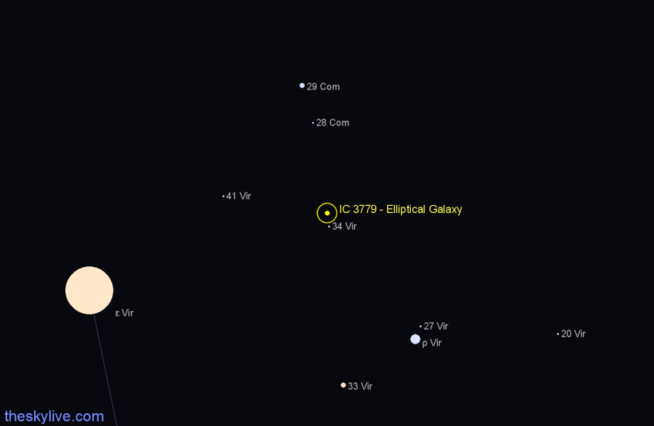 Finder chart IC 3779 - Elliptical Galaxy in Virgo star